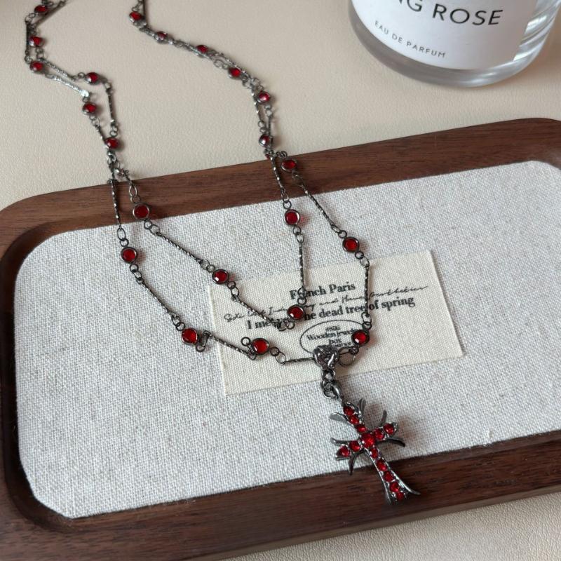 

1 шт. Ретро этнический стиль флэш бриллиант крест ожерелье новый китайский легкая роскошь высокое чувство многослойное ношение многослойная цепочка на шею цепочка для ключицы