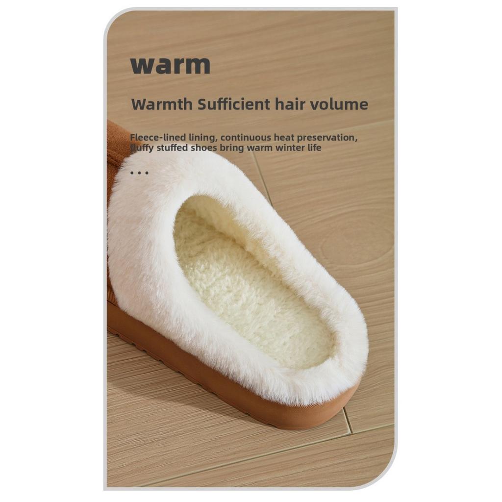 Wearing Cotton Slippers for Women's Autumn and Winter Home, Couple's Warm Shoes with Toe Caps and Thick Soled Slippers for Men's Autumn and Winter