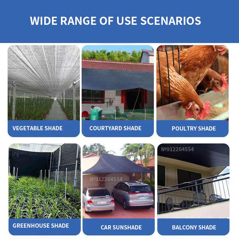 Thickened 12-pin 90% Shading Rate anti-UV HDPE Black Shading Net Outdoor Pergola Car Garage Rain Shed Shading Net