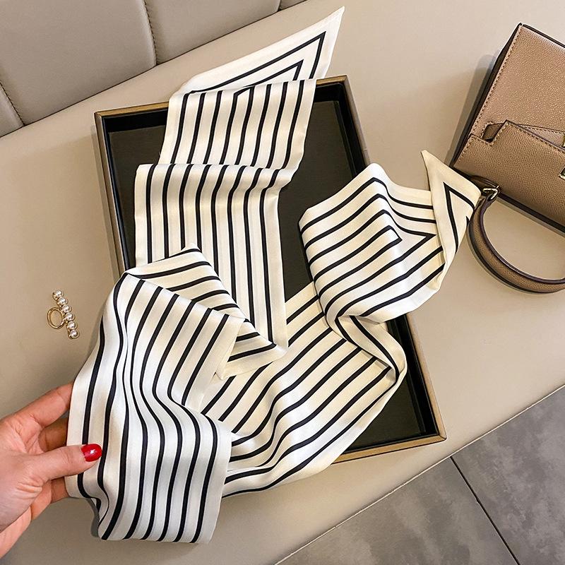 

Новый весенне-осенний модный солнцезащитный шарф для женщин, узкий, длинный, с острым углом, профессиональный маленький шарф, декоративный бант-мешок для волос 15*150cm