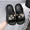 Flower Premium One-word Slippers Female Homemade Versatile Gentle Cool Slippers Soft Sole Non-slip Comfortable Beach Shoes