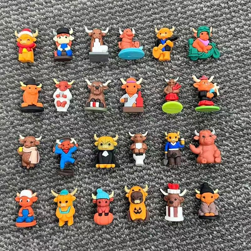 2026 3D Highland Cow Advent Calendar Highland Cow Gifts 24 Days Christmas Countdown Calendar Mini Scottish Cow Toy For Cow Lover