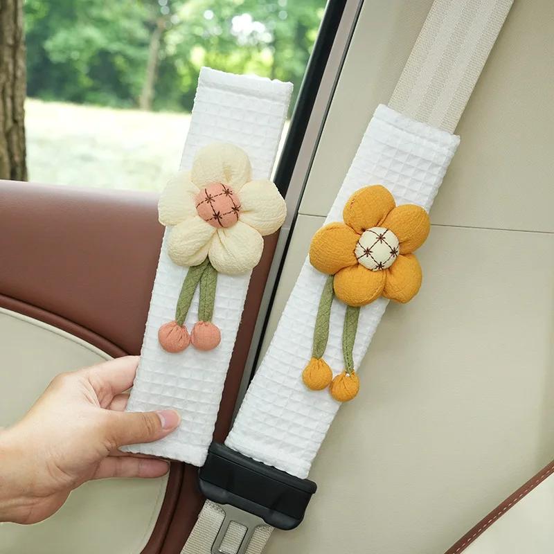 Car Seat Belt Cover Cute Sunflower Strangler Seatbelt Cover Creative Harness Cover Seat Belt Accessories Cute Car Accessories