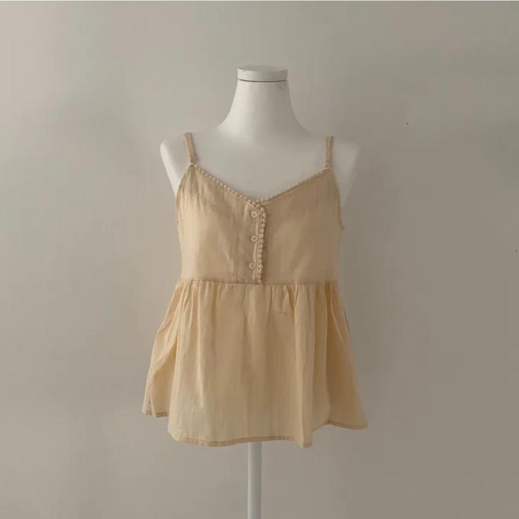 

Chic Pure Cotton Strap Vest Women s Anti-Aging Color Versatile Teenage Top Polyester Fiber 00% Spring Season One size fits all жовтий