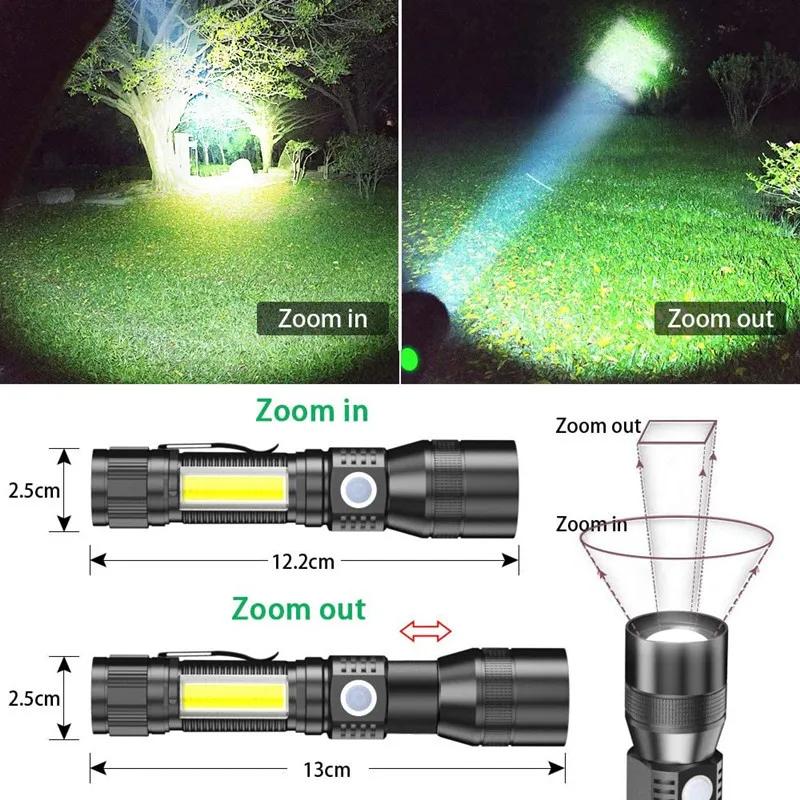 Super Bright 7 Lighting Modes Rechargeable Flashlight High Power UV Light Red/White Light Zoomable Torch Waterproof Flashlights