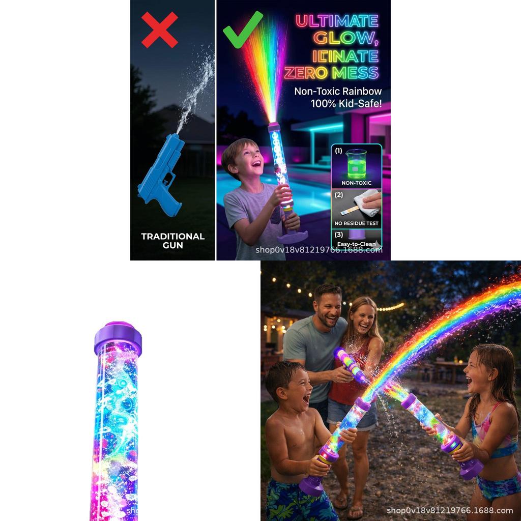 Pistola ad Acqua LED Arcobaleno con Luce Luminosa per Piscina, Spiaggia, Giochi all'Aperto