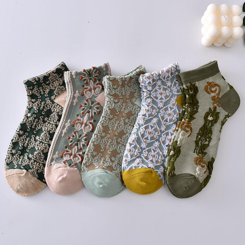 

5/6PCS Гарячі продажі жінки шкарпетки Етнічні ретро вінтажні харадзюку екіпаж шкарпетки квіткова вишивка мода японська каваї милі шкарпетки жінки подарунок 5pcs P
