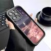 Seaside Flower Petal Road Black Concave Groove Phone Case for iPhone 14/15/16/17 Pro Max