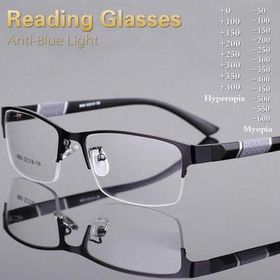 Anti Blue Light Reading Glasses Men Retro Metal Frame Square Students Myopia Glasses Frame Men Hyperopia 0~+4.0 / Myopia -1.0~-6.0