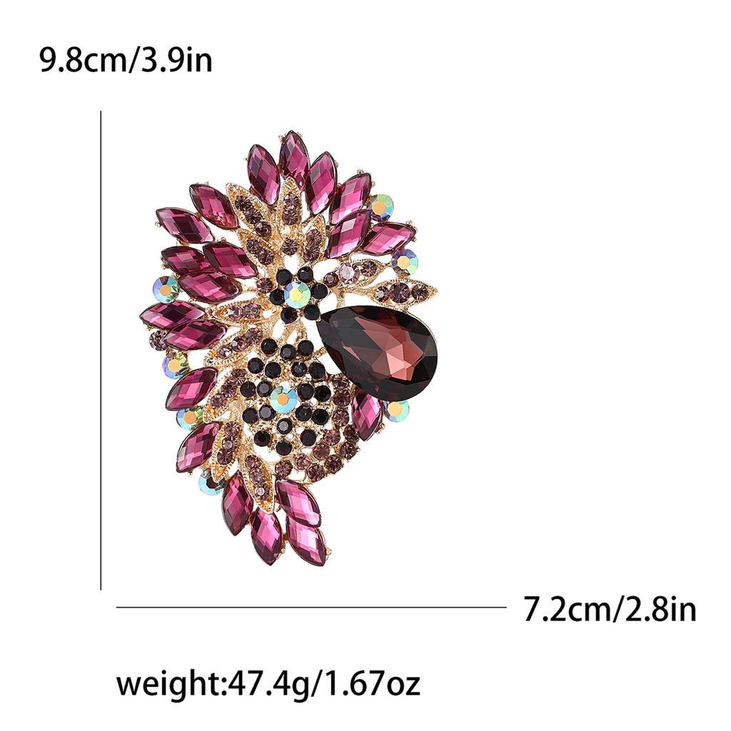 African Exquisite Alloy Full Diamond Large Glass Brooch High-End Fashion Women'S Clothing Corsage Jewelry Pin