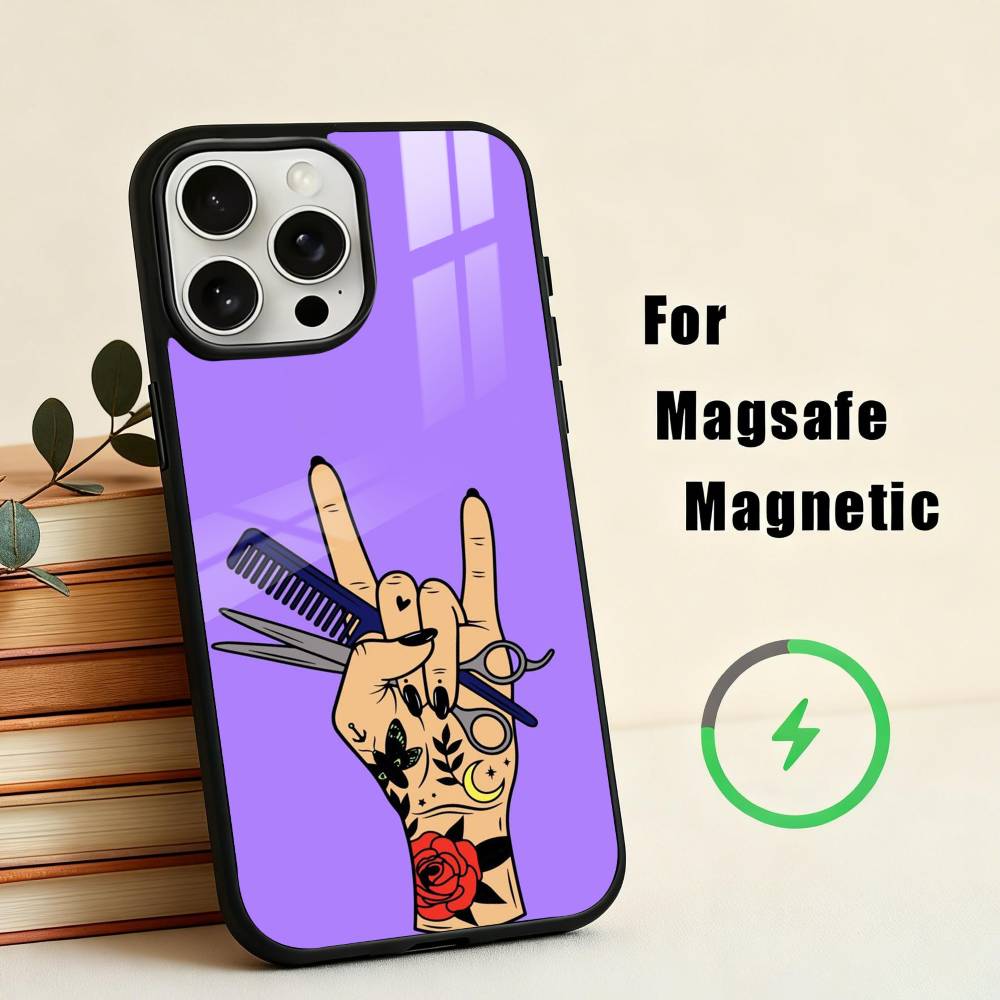 Barber Shop H-Hair Stylist SalonARTPhone Case For iPhone17,16,15,14,13,12,11 Plus,Pro Max Magnetic For Magsafe Wireless Charging