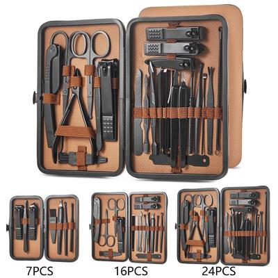 7-24pcs Nail Clipper Tools Set Manicure Pedicure Tool Eyebrow Trimmer Facial Care Hand and Foot Care Tools