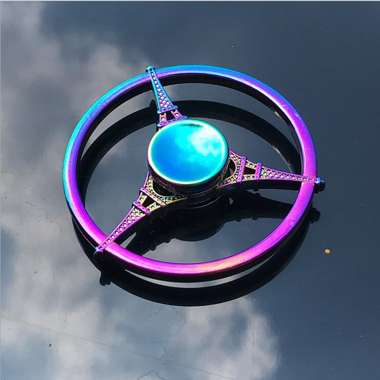 Colorful Zinc Alloy Fidget Spinner: Black Tech Stress-Relief Toy for Students and Kids.