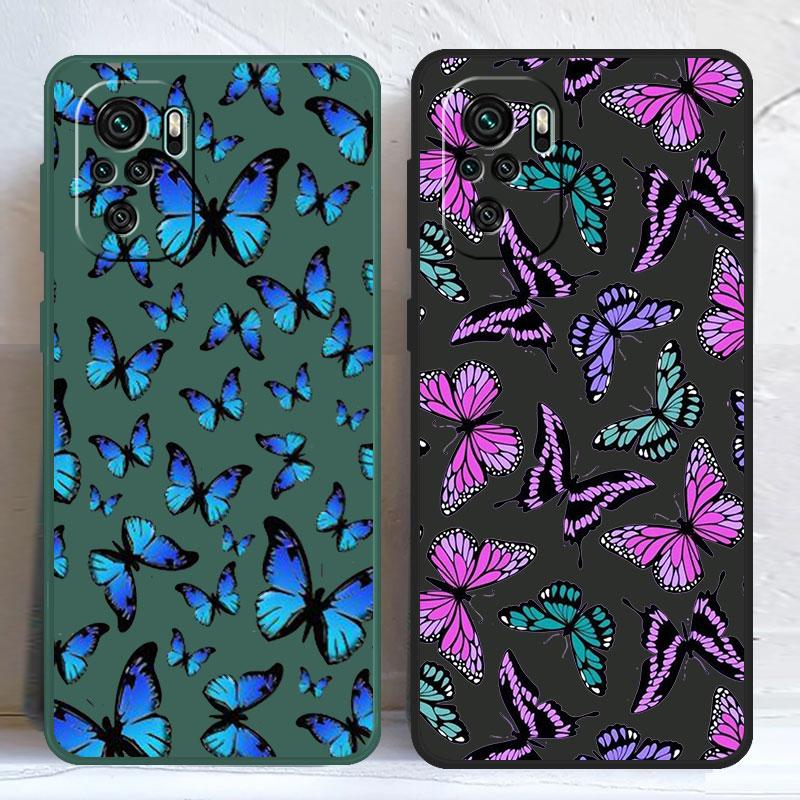 Liebevolle Schmetterling Handyhülle für Redmi Note 11S 9T 9A 11T 9C 10T 10 11 7 10C K40 Pro 9 9S 8 Mode Luxus Silikon Farbige Hülle