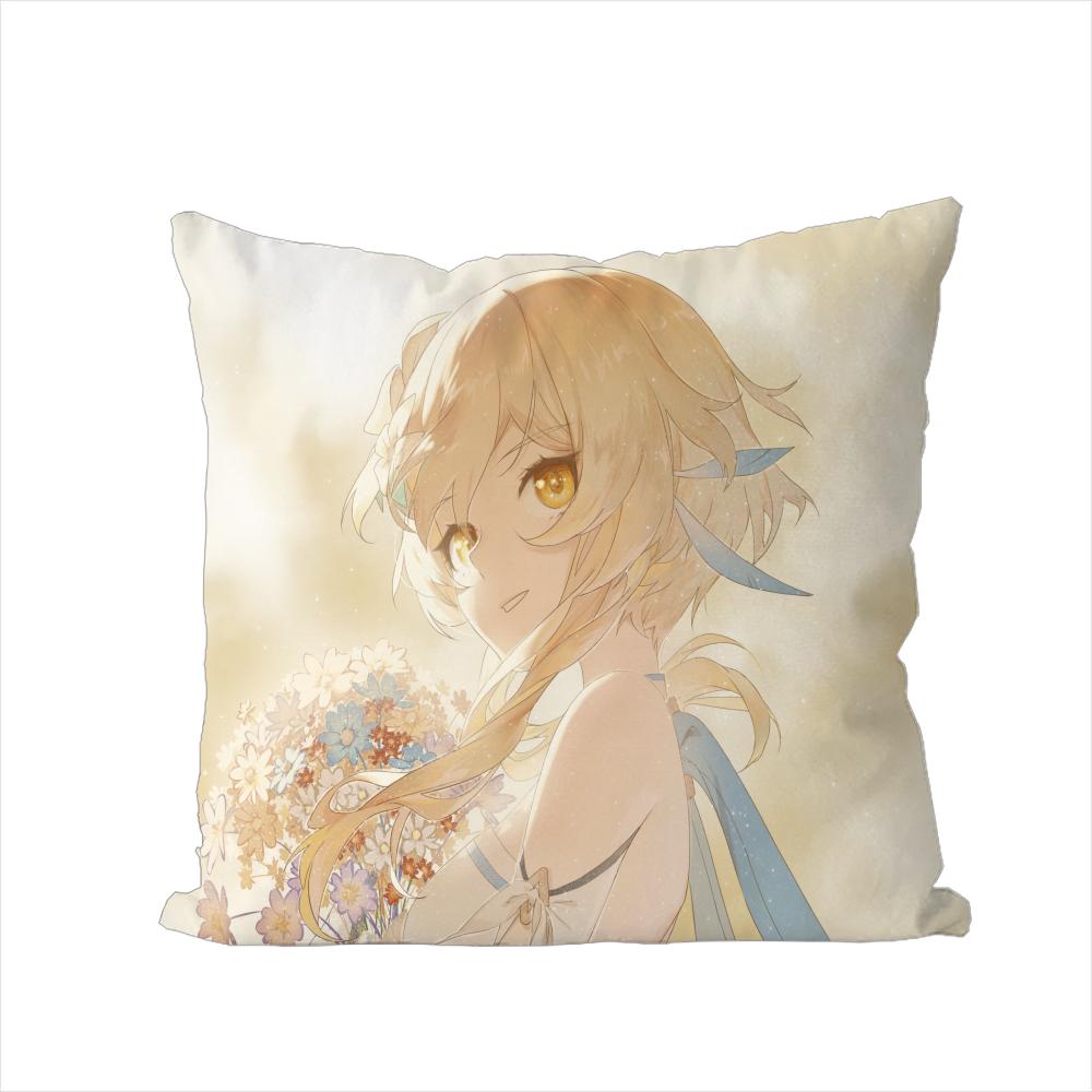 Genshin Impact Pillow Case For Car Sofa Decorative Home Doublesided Print Plush Square Throw Pillow Cushion Cover