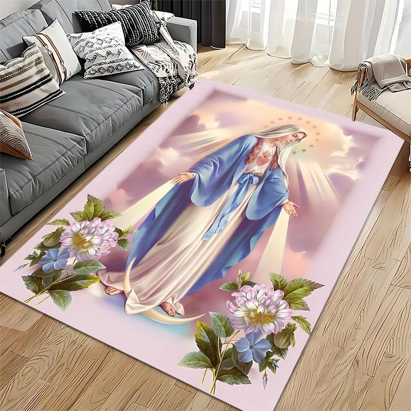 Holy Virgin Mary Design Carpet Suitable As a Non-slip Mat for the Living Room or Bedroom Sofa