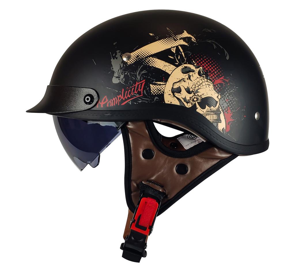 Locomotive Scooter Helmet Motorcycle Half Helmet Men's and Women's Helmet Four Seasons Light Locomotive Retro Helmet Riding