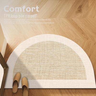 Tappetino d'ingresso semicircolare in TPR belga con velluto - Tappeto per porta antiscivolo, rimuovi-polvere