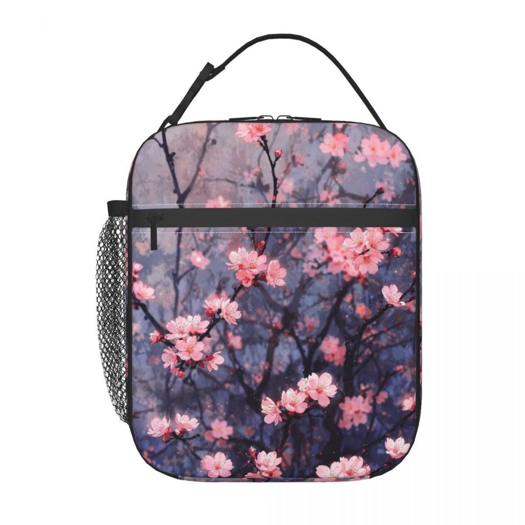 Plum Blossom Pattern Insulated Lunch Bag for Women Office Cooler Thermal Food Box Tote Portable Lunch Boxes Container