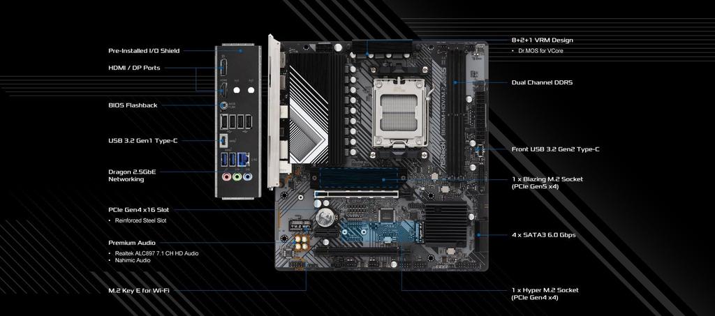 ASRock Motherboard AMD Ryzen 7000 Serie CPU Kompatibel B650 Micro ATX Motherboard Japanischer Händler B650M-HDV/M.2 (Sockel AM5) [Offizielles Produkt]