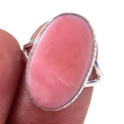 Natural Pink Opal Gemstone Handmade 925 Solid Sterling Silver Ring Size 7 O6p28