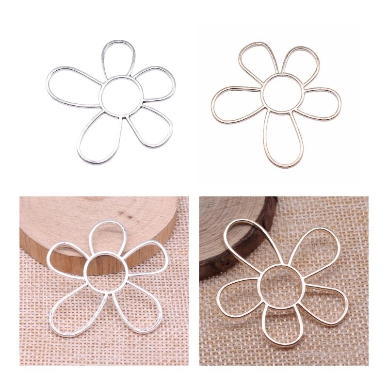 Hollow Flower Pendant Charms for Jewelry Making Necklace Earrings DIY Jewelry Accessories Charms Silver Flower Pendants