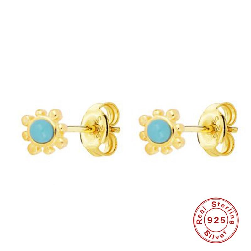 

Новые серьги из стерлингового серебра S925 бирюзового цвета с текстурой шампанского, модные серьги-гвоздики в стиле «темперамент» 925 Silver