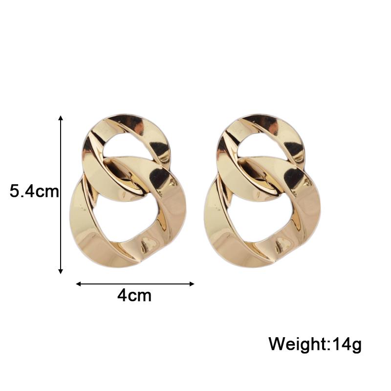 Boucles d'oreilles pendantes torsadées en métal pour femmes, couleur or, alliage enveloppé, déclaration géométrique irrégulière, oreille féminine, zircon, pendientes mujer