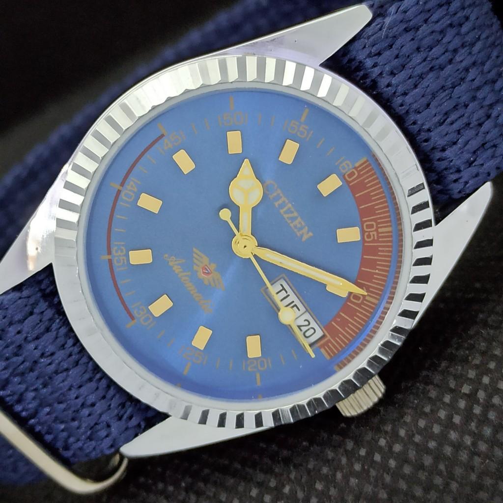 

ВОССТАНОВЛЕННЫЕ ВИНТАЖНЫЕ CITIZEN AUTO 8200 JAPAN MENS D/D BLUE WATCH 557a-a295366-9 SKU557a-a295366