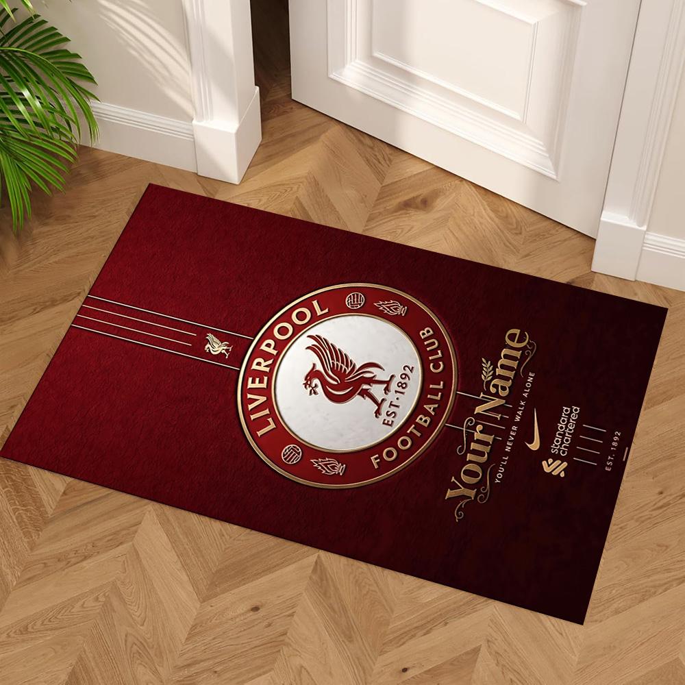 Liverpool Customize Text Floor Mat Perfect for Study Room Dining Room Decorate Room Foyer Anti-slip Rug Decorate Offices Gift for Festivals