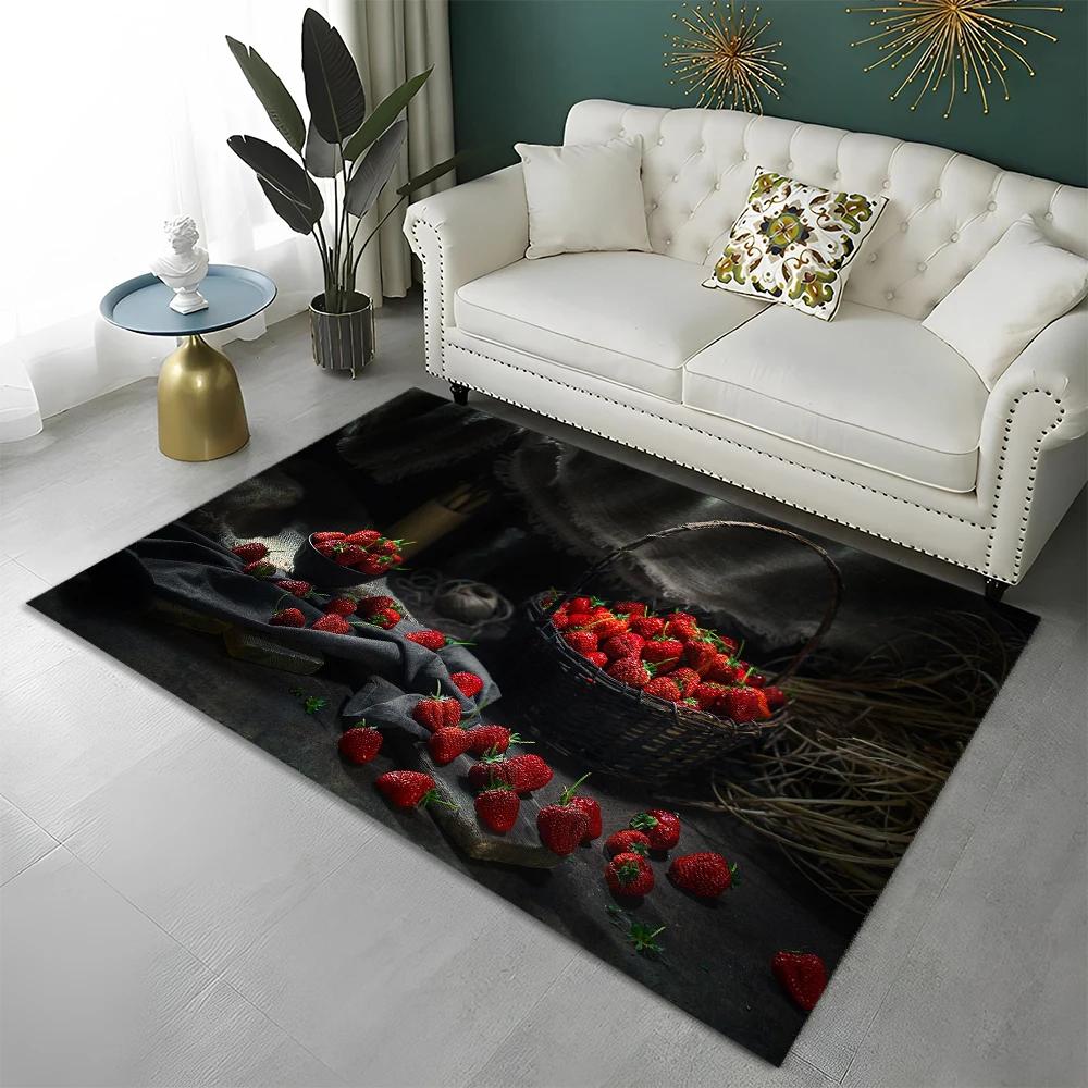 3D Cute Fruit Cartoon HD Carpet Rug for Home Living Room Bedroom Sofa Kitchen Doormat Decor,Child Area Rug Non-slip Floor Mat