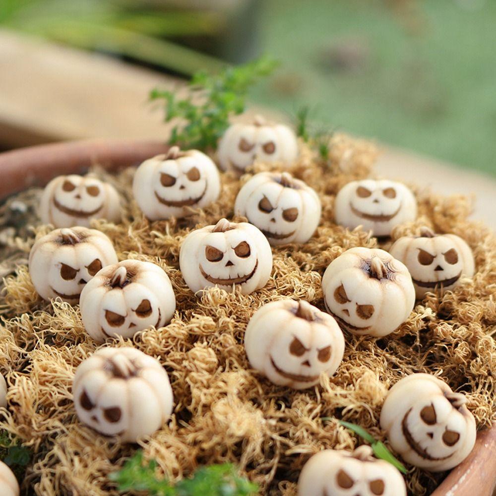 20pcs Resin Halloween Pumpkin Decoration Reusable Scary Mini Fake Simulation Pumpkin Funny Creative Halloween Ornaments