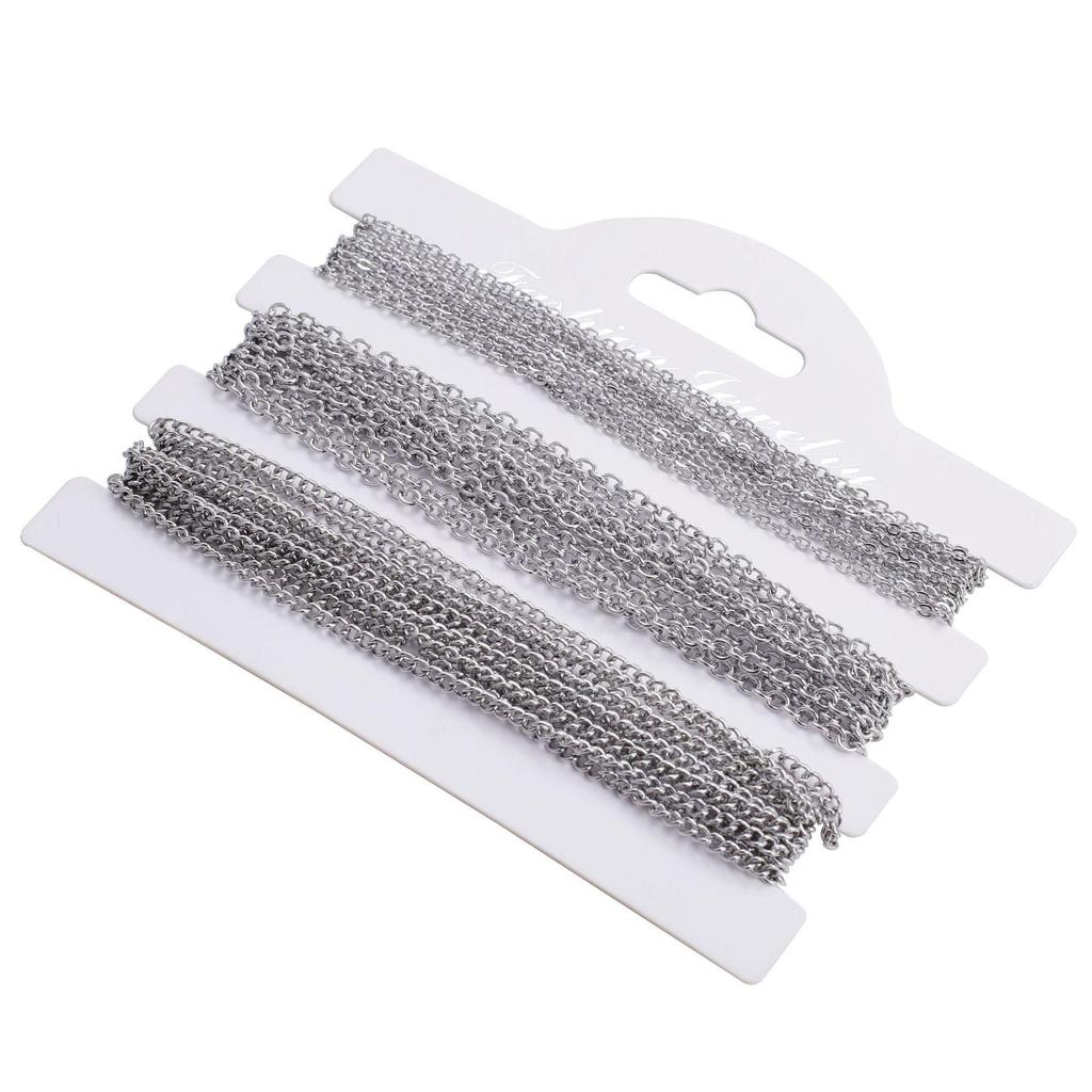 Stainless Steel Fine Chain Set: 1.5mm, 2mm Cross, 2mm Dense Sideways, 6 Meters/Pack for DIY Jewelry