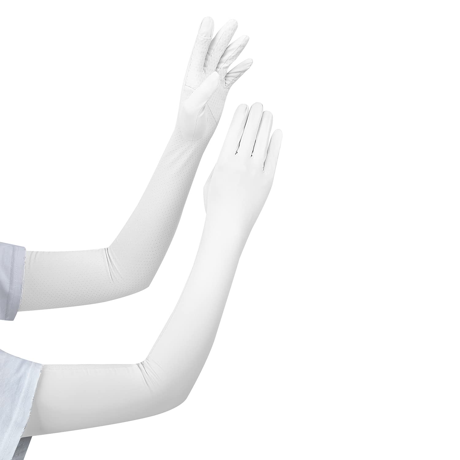 

Летние нарукавники UV Cool с полной защитой от солнца и пота, быстросохнущие, унисекс [MOONMN] Женские [99% защита, на ощупь] Длинные, с пальцами, белый