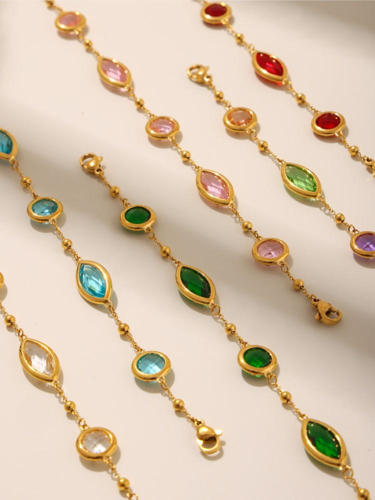 Stainless Steel Chain Bracelet With Shiny Fusiformis And Round Faceted Czech Crystal Glass For Women Luxury Women's Bracelets