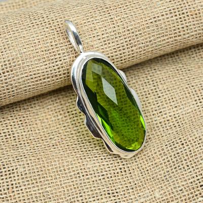 Peridot Gemstone Handmade Jewelry Pendant 925 Solid Sterling Silver Lavish Pendant For Women