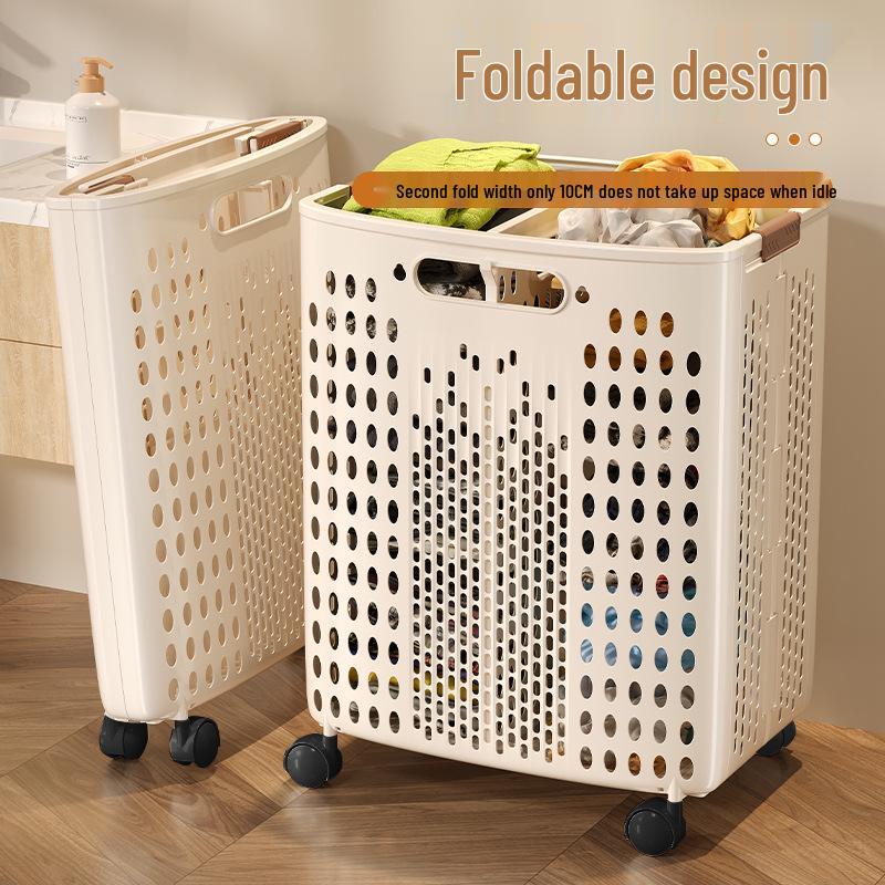 Extra Large Foldable Laundry Basket with Wheels - High Capacity, Movable & Durable