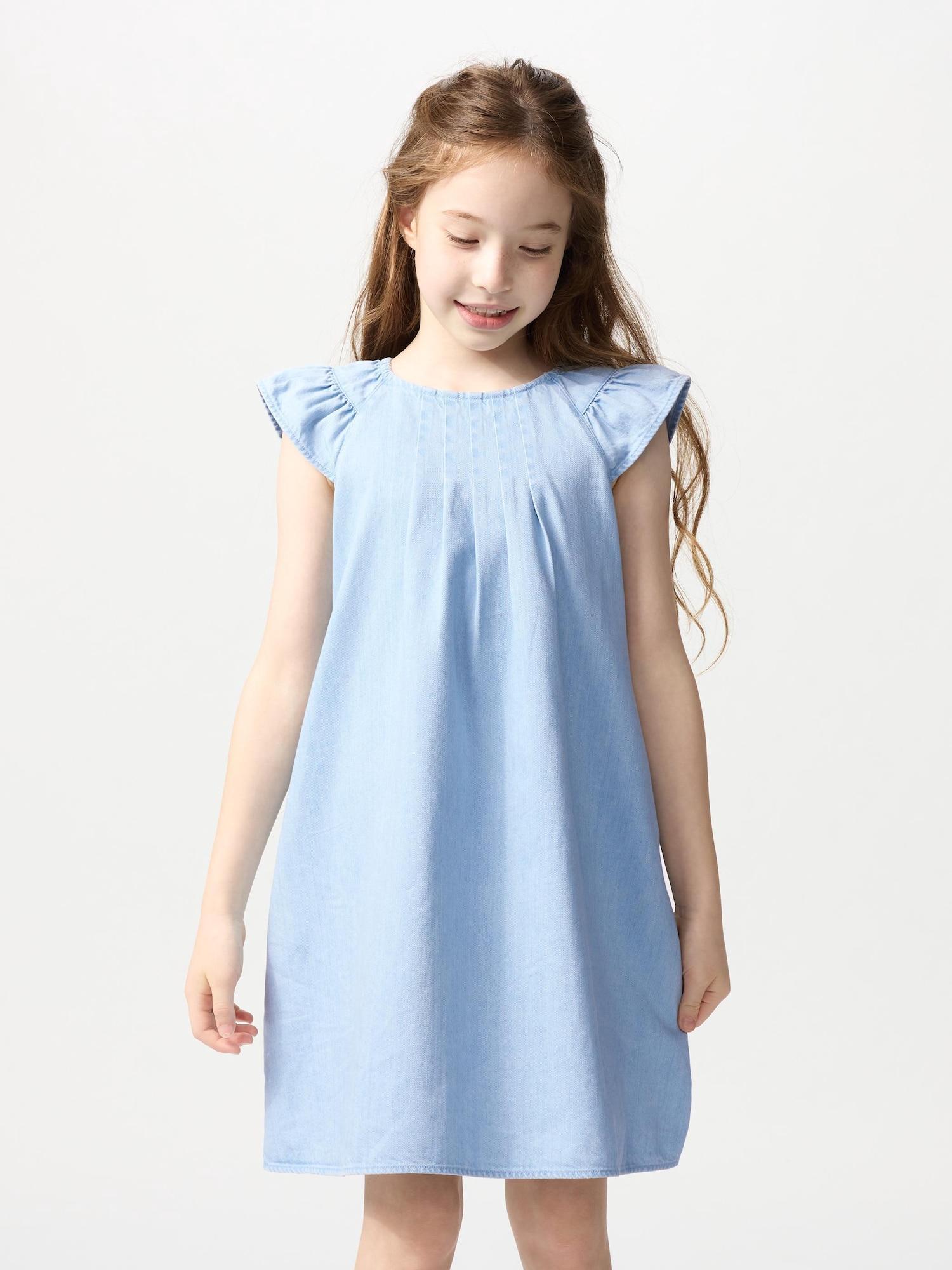 

Uniqlo Girls Denim Dress Short Sleeve 62 BLUE/KIDS 150