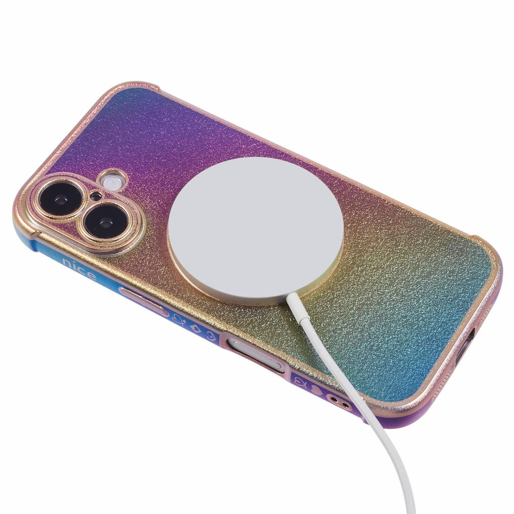 Für iPhone 16 Magnetische Hülle TPU Farbverlauf Galvanisierte Handyhülle
