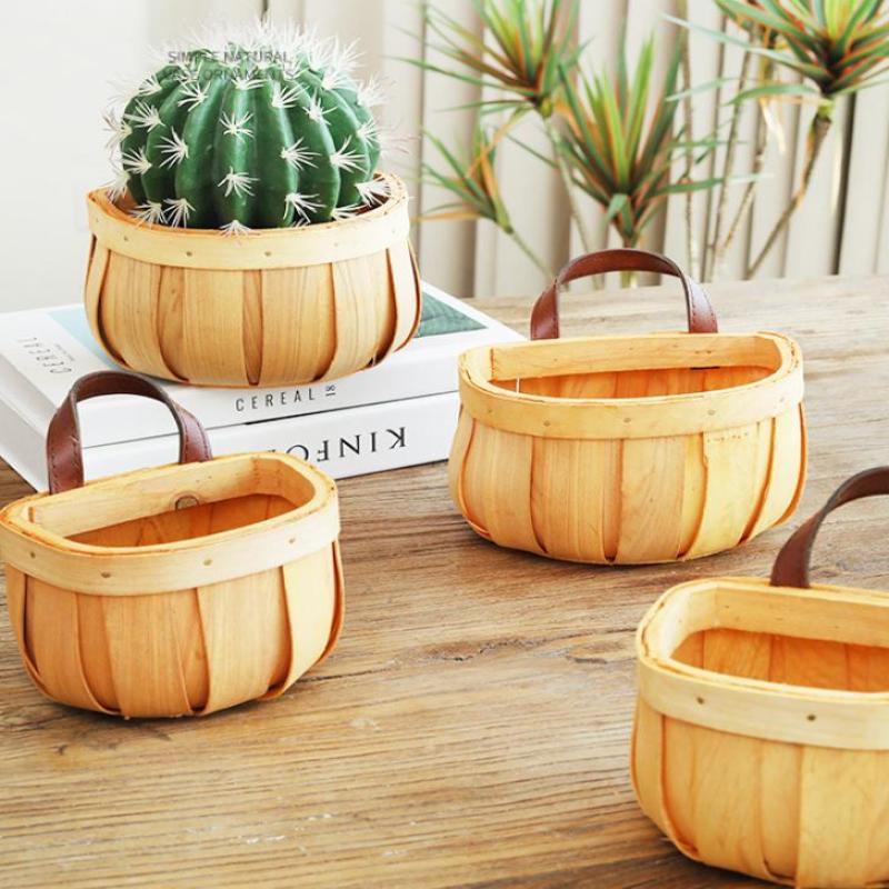 Kitchen Storage Basket With Handle Hanging Baskets For Living Room Fruit Sundries Organizer Home Decor Hand-Woven Baskets