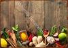 Kitchen Themed Wall Art Decor Colorful Spice and Spoon In Table Metal Tin Sign Food Cooking Ingredients Metal Art Print Decor