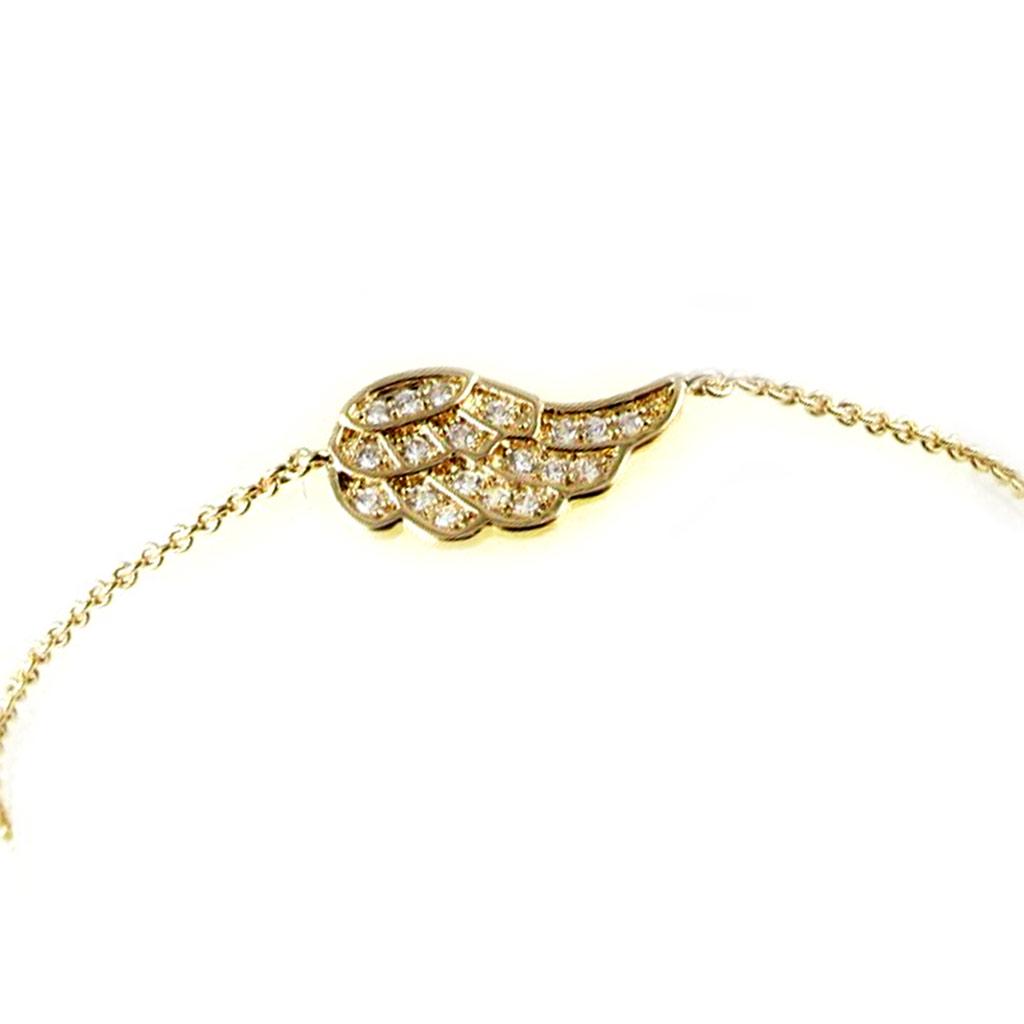 Les Trésors De Lily [L2008] - Gold Plated Bracelet 'Angel Wings' White