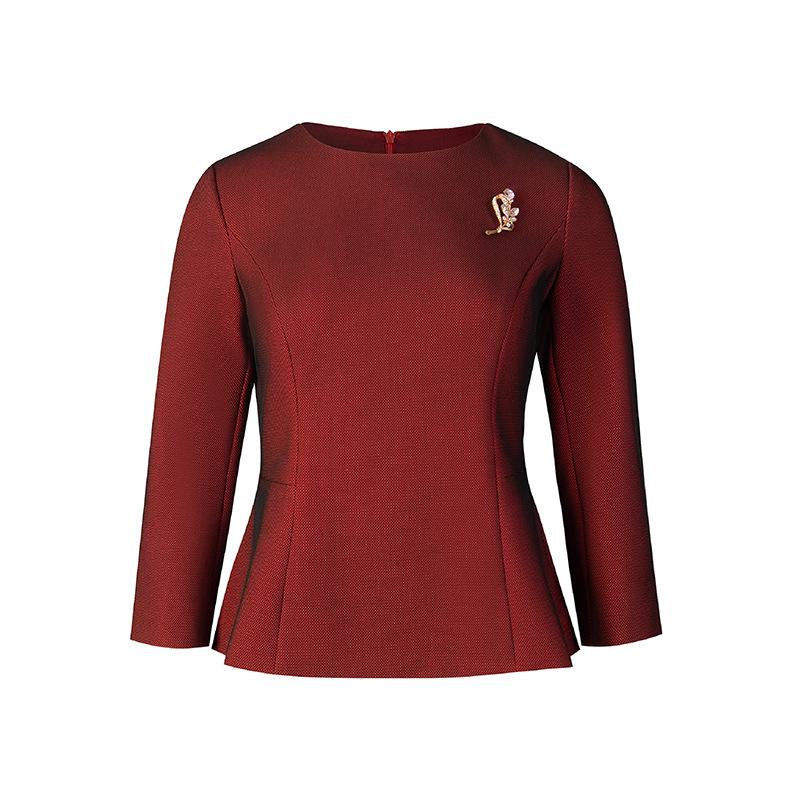 Elegant Wine Red Top & Skirt Set - Autumn 2023 Collection for Mother-in-law