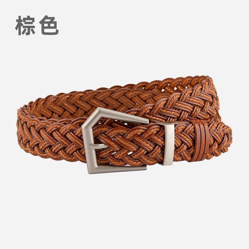

elt adies Braided Belt intage remium Leather Pin Buckle Leather Belt with ress 110 коричневий