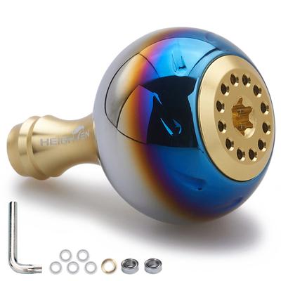 HEIGHTEN 30mm Reel Handle Knob, 14.5g, for Shimano and Daiwa Type A and Type S Aurora Series (Gold) (HT06602)