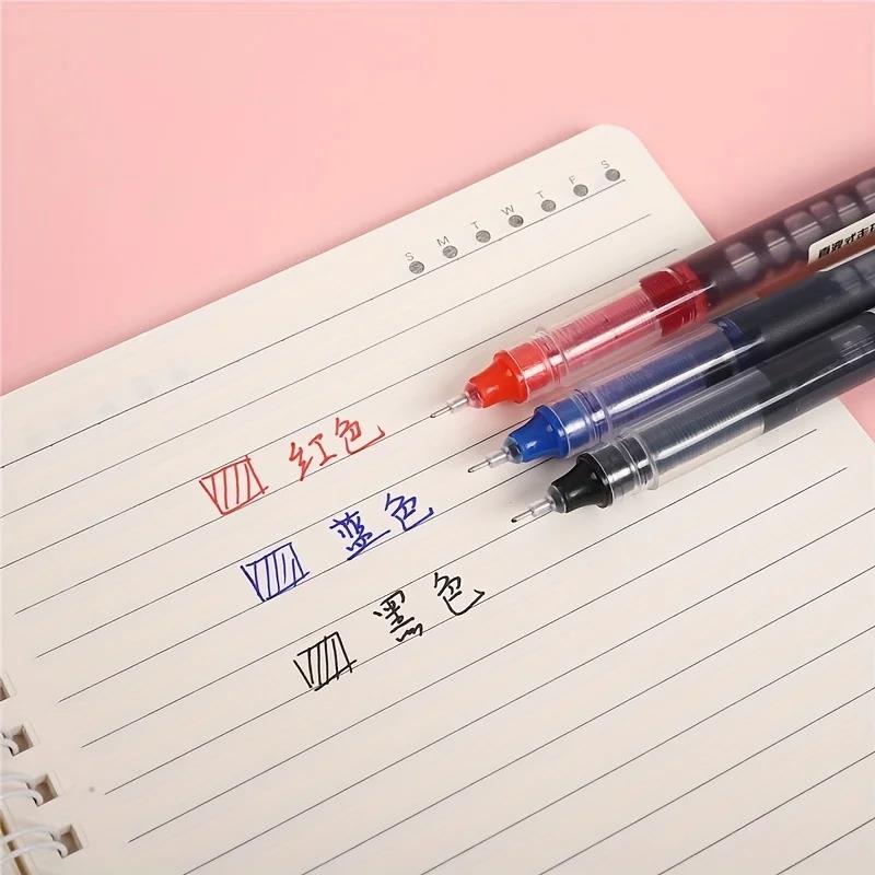 10pcs Rolling Ball Pens Quick Dry Ink, 0.5 mm Extra Fine Point Pens Liquid Ink Pen Rollerball Pens For Office School Stationery