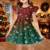 Girls Christmas Print Sleeve Dress for Casual Holiday Party and Everyday Wear