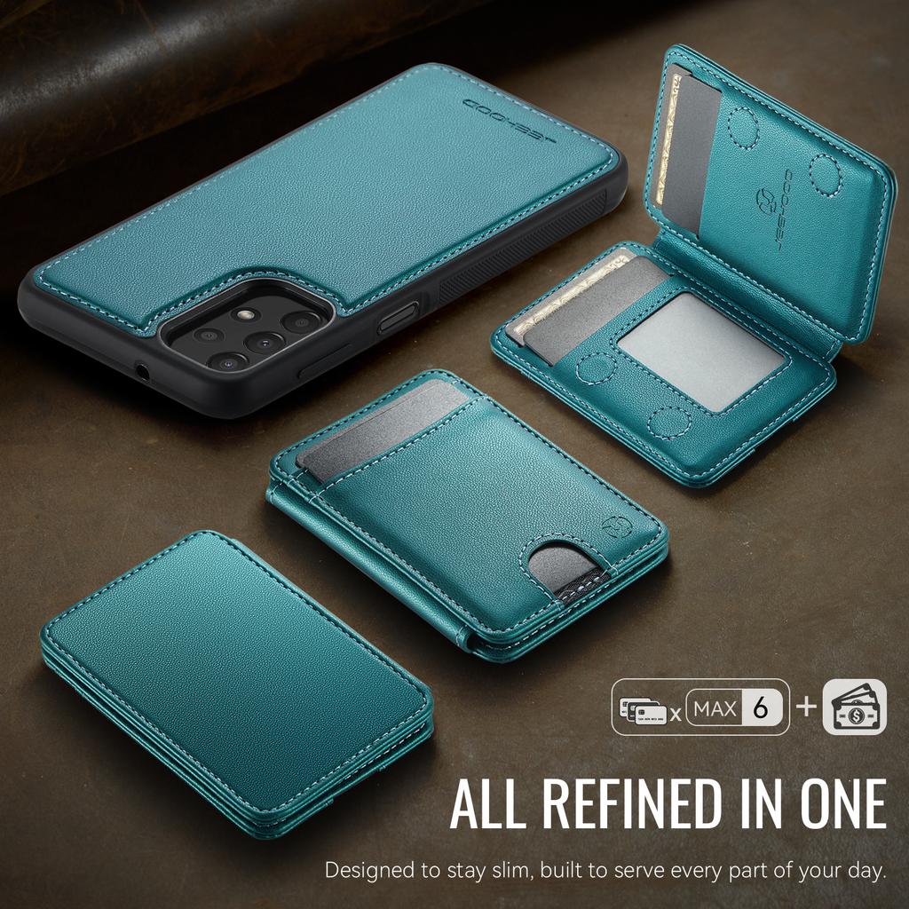 Für Samsung Galaxy A23 5G (Global)/Galaxy A23 4G Magnetische Hülle JEEHOOD J10 Leder Rückseite Handyhülle mit Abnehmbarem Kartenhalter Ständer