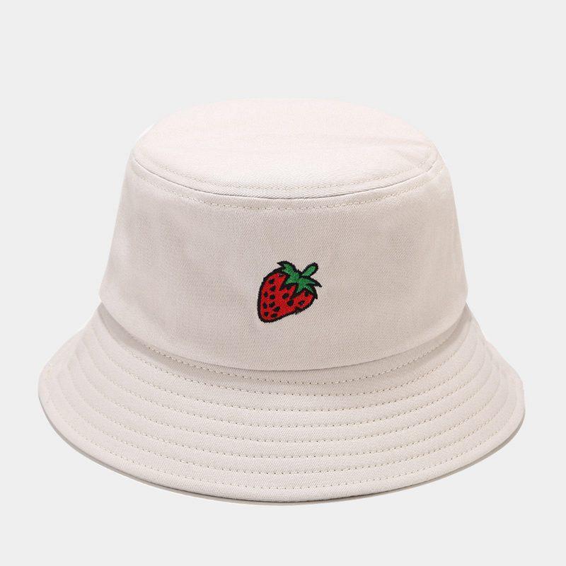 Panama Bucket Hat Fruit Strawberry Embroidered Fishing Cap Men Women Travel Beach Sun Hats