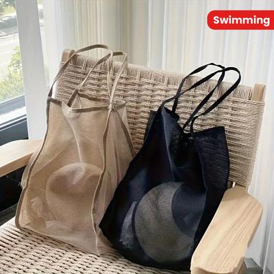 Extra-Große Polyester-Netz-Strandtasche Rechteckig Faltbar & Leicht Wasserabweisend Umhängetasche